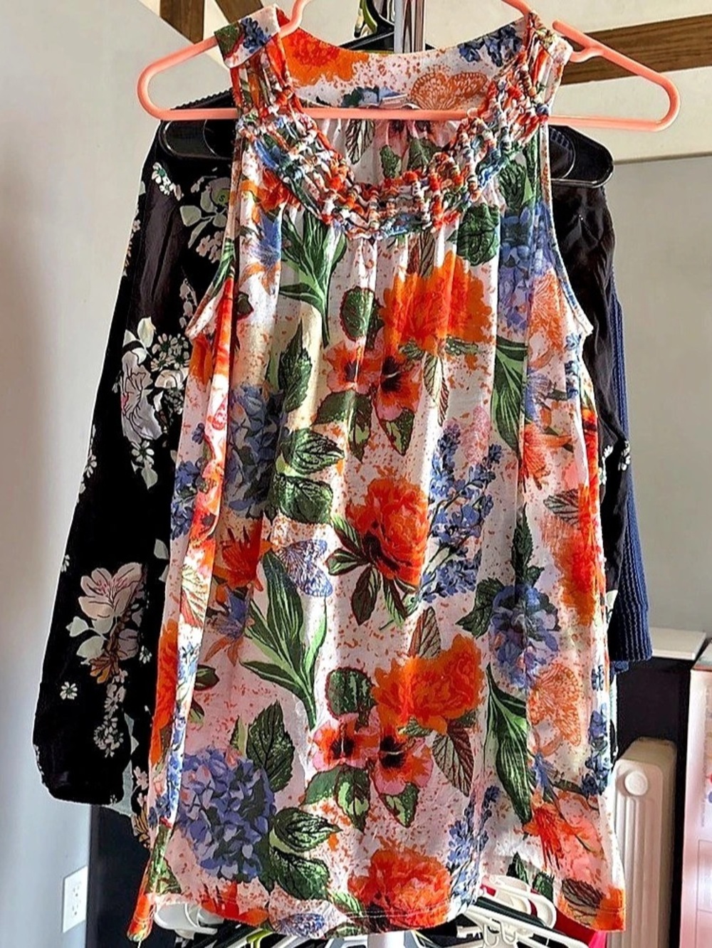 White Stag Floral Tank Top White & Orange Small